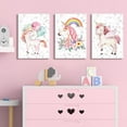 thumbnail image 4 of Unicorn Wall Art for Girls Bedroom Colorful Unicorn Wall Decor Kids Room Pictures Watercolor Balloon Rainbow Pink Floral Painting Canvas Nursery Framed Artwork Bathroom Home Decorations 12x16 3 Piece, 4 of 6