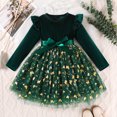 thumbnail image 2 of vigerkar Toddler Girls Tutu Dresses Velvet Tulle Dress with Sequin Long Sleeve Holiday Party Fall Winter Dress 2-4Y (Dark Green, 2-3 Years), 2 of 7