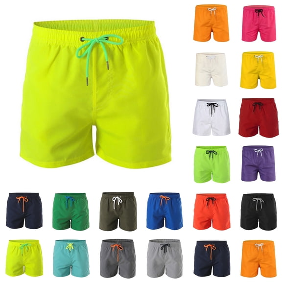 Mens Swim Trunks Drawstring Breathable Beach Shorts Athletic Casual Loose Fit Swimwear Bottoms Army Green L