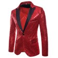thumbnail image 2 of Herrnalise Men's Autumn And Winter Fashion Personality Sequins Casual Suit Jacket Red, 2 of 4