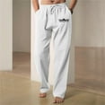 thumbnail image 2 of WEAIXIMIUNG Winter Overalls Men Men's Figure Flattering Linen Pants Fashionable Pure Color Casual Flat Front Work Pants, 2 of 9