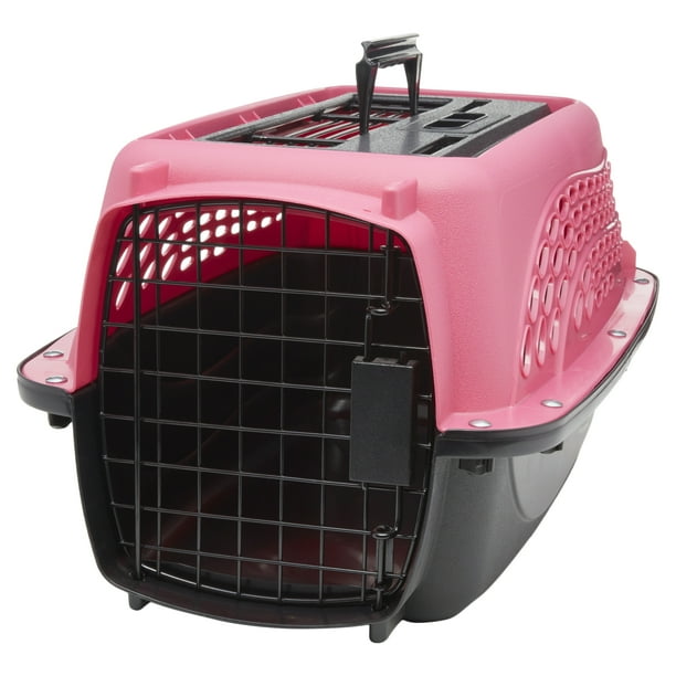 Petmate 2 Door Top Load Pet Kennel, Pink, 19"L