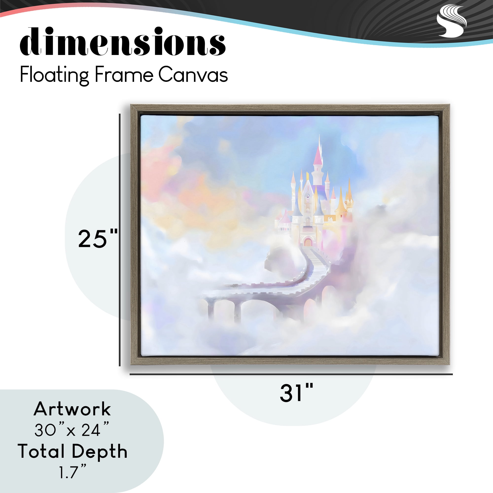 Stupell Industries Enchanted Bridge To Castle Brown Framed Floater Canvas Wall Art, design by Arlington Prints