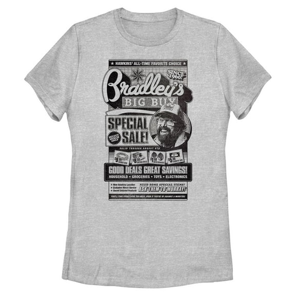 Netflix Women's Stranger Things Distressed Bradley's Big Guy Poster T Shirt