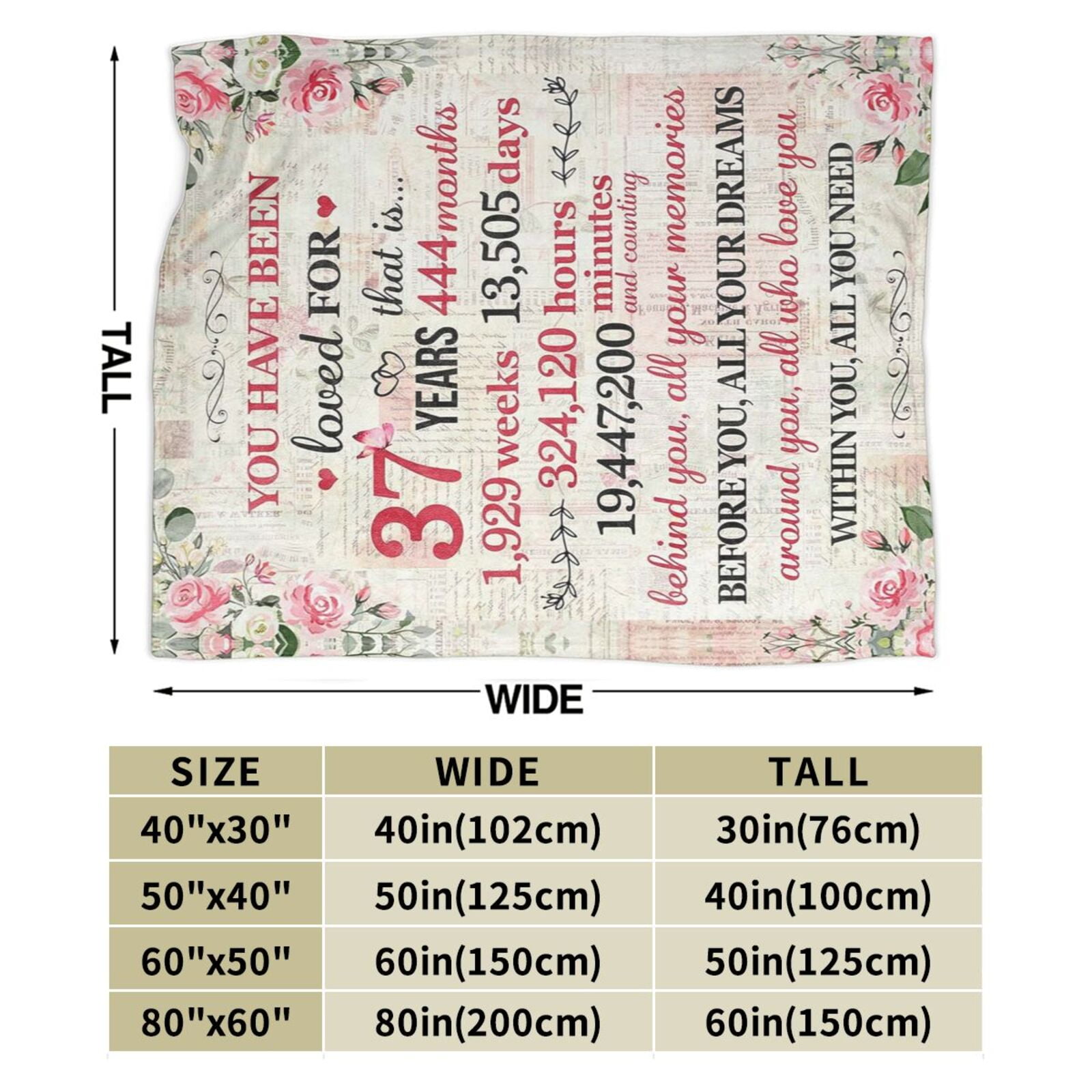 Wijzvio Gifts For 37th Birthday Throw Blanket Soft Fuzzy Fleece Blanket For Couch Bed Living Room Decoration 80"X60"