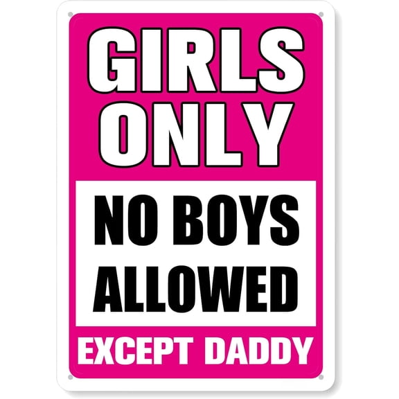 8" x 12" Girl Cave Sign, Wall Decoration Tinplate Sign High Precision Printing, Water Proof, Girls Only Room Decor, No Boys Allowed Except Daddy for Girls Bedroom