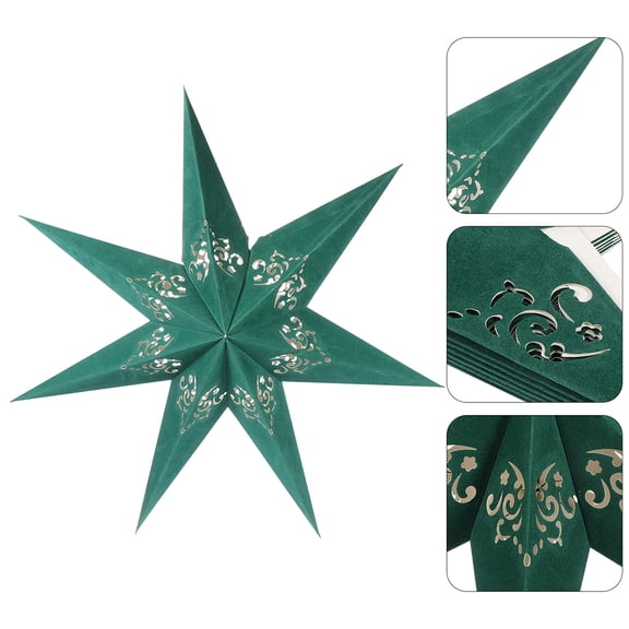 HEMOTON Green Paper Star Lanterns for Wedding Decor Versatile Hanging Lampshade Romantic Holiday Atmosphere 2pcs