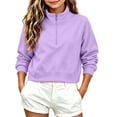thumbnail image 2 of AKOEE Girls' Crop Sweatshirts Half Zip Plain Pullover Cotton Long Sleeve 5-16Y Sports Casual Loose Fall Tops (9-10 Years, Purple), 2 of 7