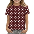 thumbnail image 1 of Zpanxa T Shirts for Girls Solid Color Round Neck Loose Fit Print Pattern Top Polyester Spandex 9 Years, 1 of 5
