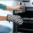 thumbnail image 2 of Black and White Wavy Checkerboard Pattern Kitchen Oven Mitt and Pot Holder Sets 2 Pcs for Baking, Cooking and Grilling, Heat Resistant Up To 392 °F, 2 of 7