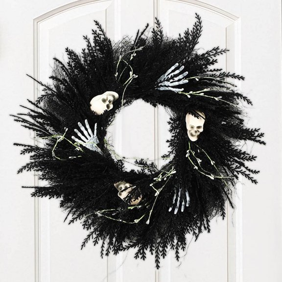 sruoe Halloween Decorations, Halloween Wreaths for Front Door, Artificial Wreaths, Indoor Outdoor Halloween Decor, Halloween Simulation Decorative Wreath Door Wall Party Decor