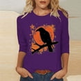 thumbnail image 2 of Raeneomay 3/4 Length Sleeve Womens Tops Women's Independence Day Round Neck T-Shirt Loose Top, 2 of 5