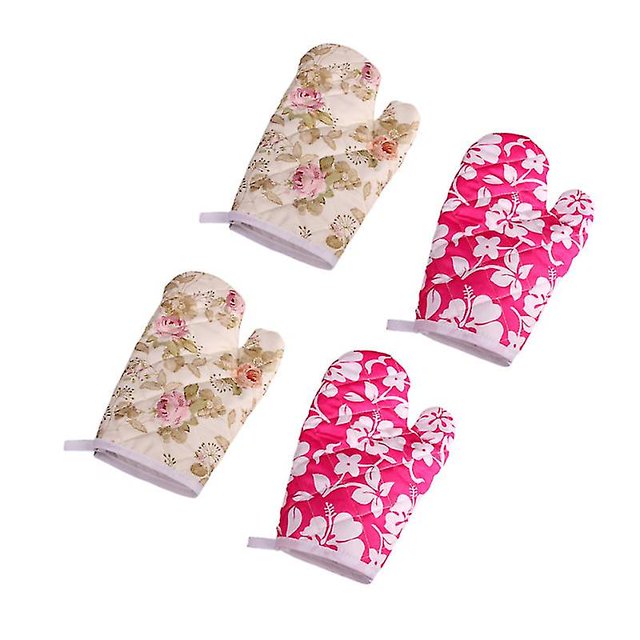 Guantes para horno y microondas de 4 piezas, guantes para horno con aislamiento térmico grueso, guantes antideslizantes para horno doméstico para cocina