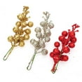 thumbnail image 4 of AFQH 6 Pack Christmas Glitter Berries Stems Artificial Christmas for Christmas Tree Ornaments DIY Xmas Wreath Crafts Holiday Home Decor Silver, 4 of 7