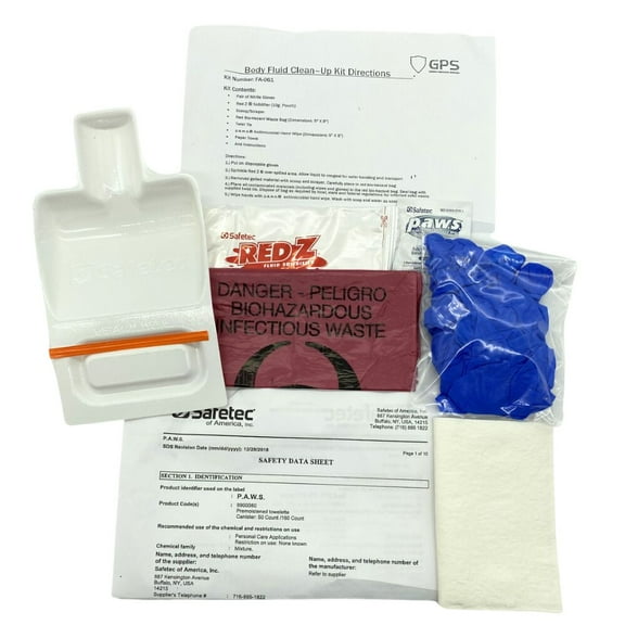 Golden Protective Services Bloodborne Pathogen Kit, Blood & Body Fluid Clean-Up, 8 Piece Unit