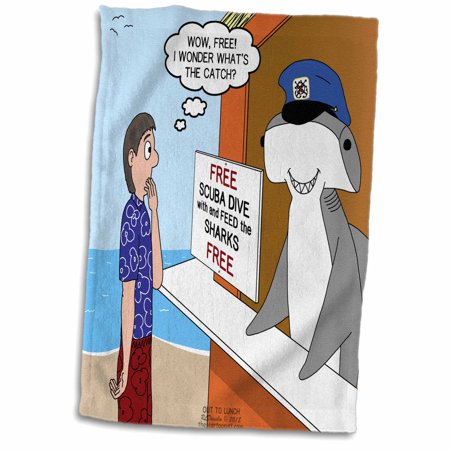 3dRose Free Shark Dive - a hammerhead shark is giving away free SCUBA diving - Towel, 15 by 22-inch (twl_306012_1)