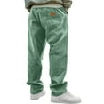 thumbnail image 4 of Zimjoy Corduroy Pants Men Elastic Waist Straight Leg Casual Pant Loose Baggy Sweatpants Men Drawstring Work Pants Trendy Trousers with Pockets, Green L, 4 of 4