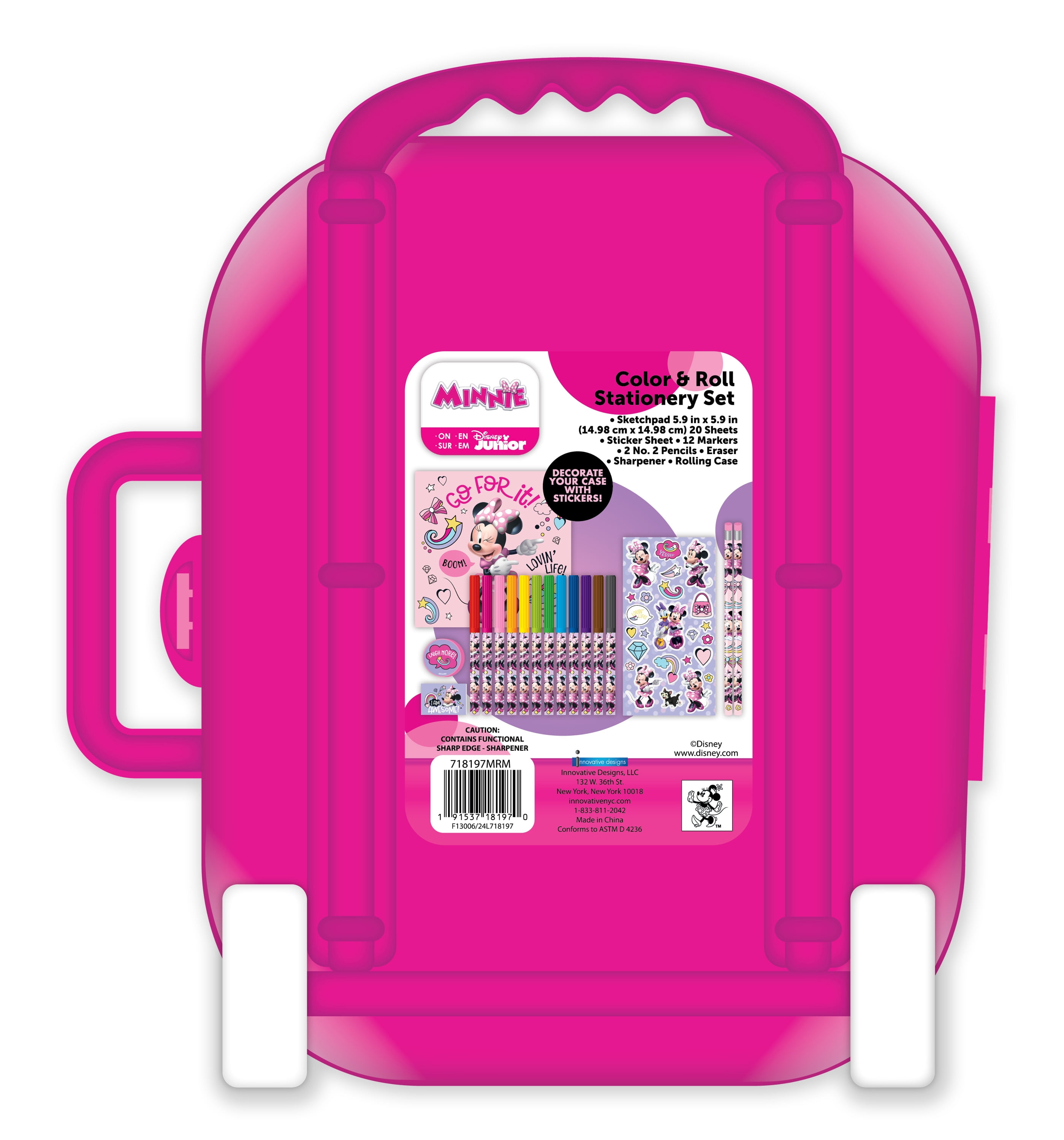 Disney Minnie Mouse Girls Art Kit with Stickers, Art Markers, Rolling Carrying Case 37 Piece Set