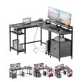 thumbnail image 3 of Luku L Shaped Computer Desk with Power Outlet, Reversible Gaming Desk with File Drawer, Grey, 3 of 9