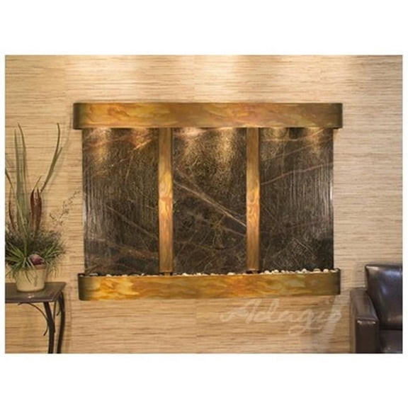 Adagio OFR1005 Olympus Falls-Round-Rustic Copper-Green Marble Wall Fountain