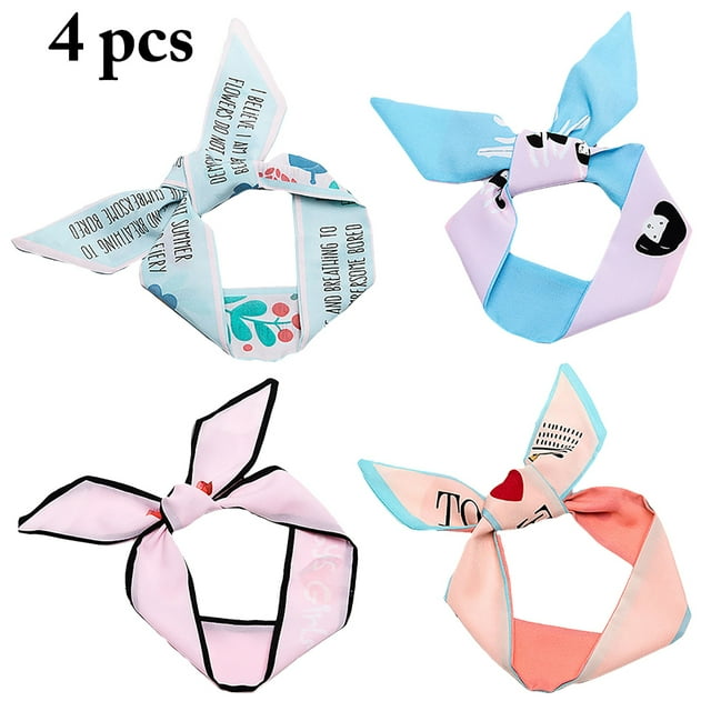 4 Pcs Foulard Cravate Polyvalente à la Mode Florale Tout-Aller Bandeau Décoratif Foulard de Cou pour Dames