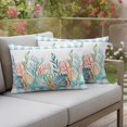 thumbnail image 5 of Summer Beach Outdoor Pillow Covers Pack of 2 Ocean Colorful Coral Shell Starfish Seaweed Blue Plaid Waterproof Throw Pillow Covers Decorative Cushion Cases for Patio Garden Tent Balcony 20x12 inch, 5 of 9