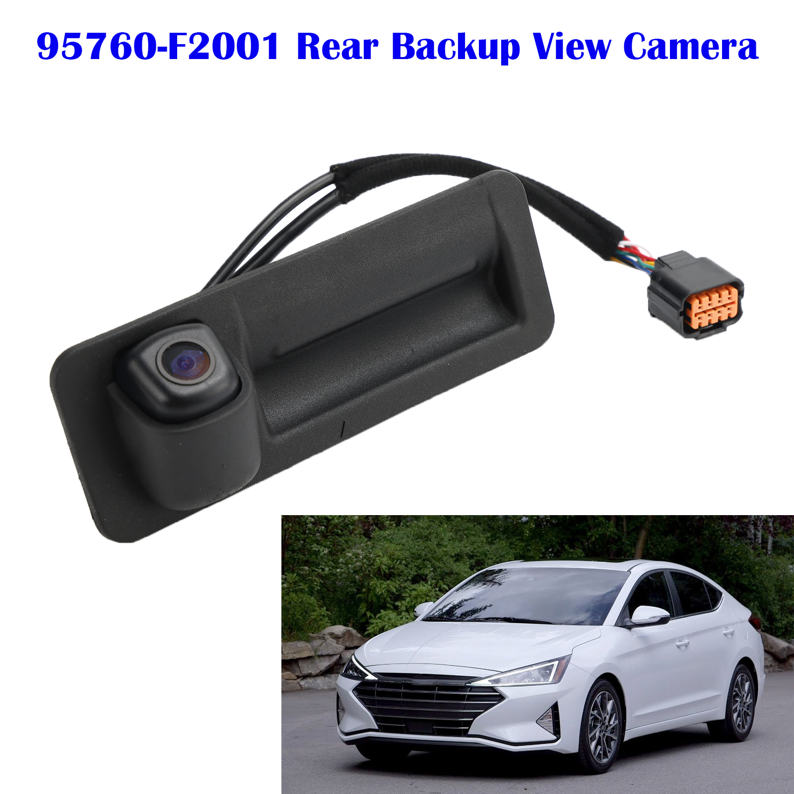 Backup Camera For 2017 Hyundai Elantra – Tailgate Parking Camera, OEM 95760-F2001, IP68 Waterproof, Black