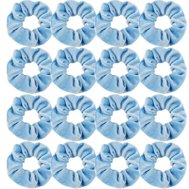 Semato Gomas para el cabello para mujeres y niñas, 16 unidades de elásticos para el cabello de terciopelo, diseño de dimensión humanizada azul para amigos y familiares