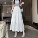 thumbnail image 2 of Elegante falda de malla blanca de cintura alta en forma de A para mujer, verano 2024, recién llegado, vestido largo de moda, 2 of 4