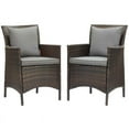 thumbnail image 1 of Modway Conduit 17" Rattan Patio Dining Armchair in Brown/Gray (Set of 2), 1 of 3