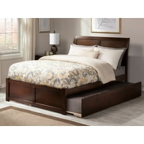 AFI Portland Queen Wood Platform Bed with Headboard Footboard & Twin-XL Trundle, Walnut