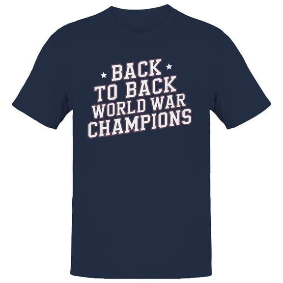 Smartprints Back to Back World War Champions Men's T-shirt, Navy, S