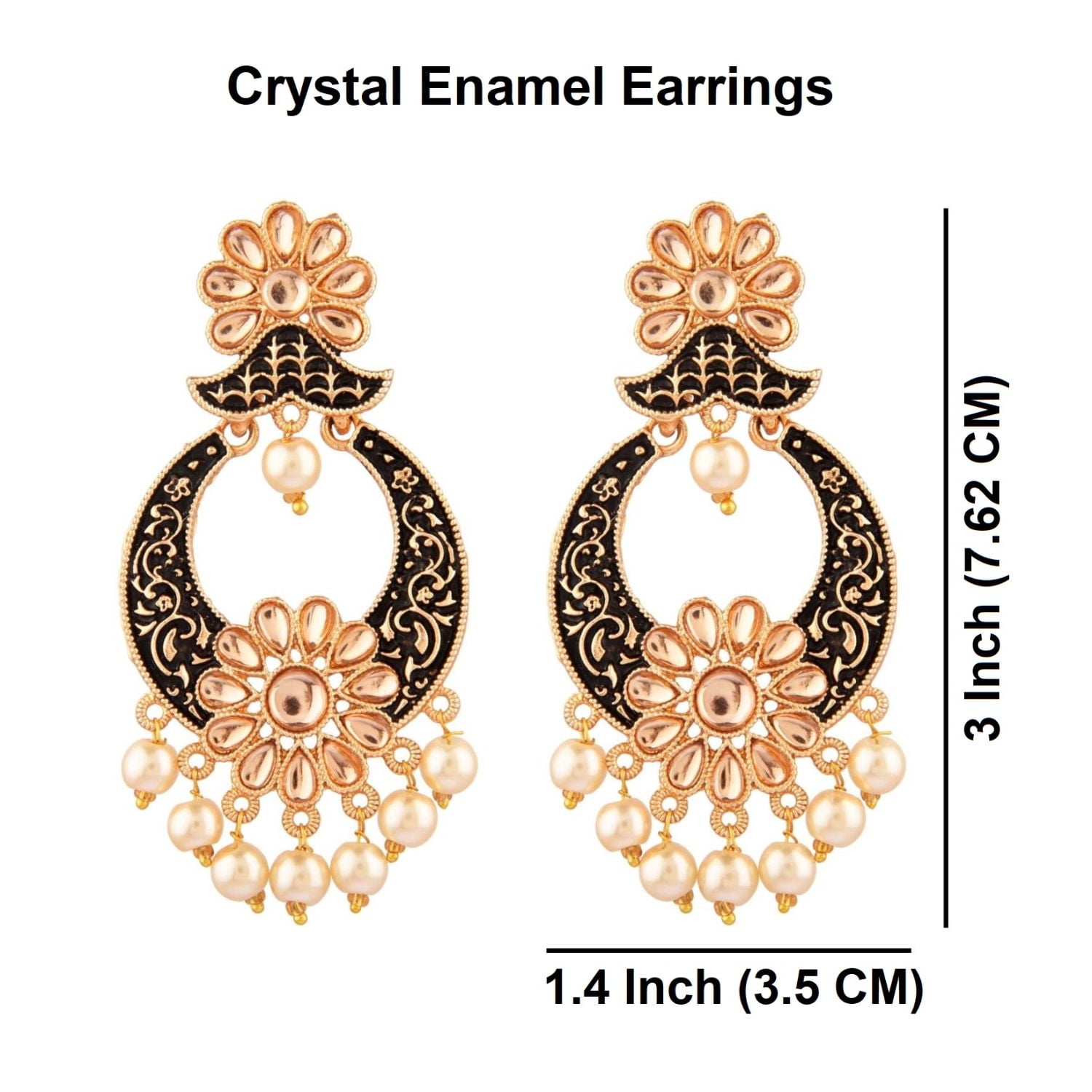 Efulgenz Indian Chandbali Earrings - Antique Faux Pearl & Crystal Dangle Earrings For Women, Bollywood Jewelry