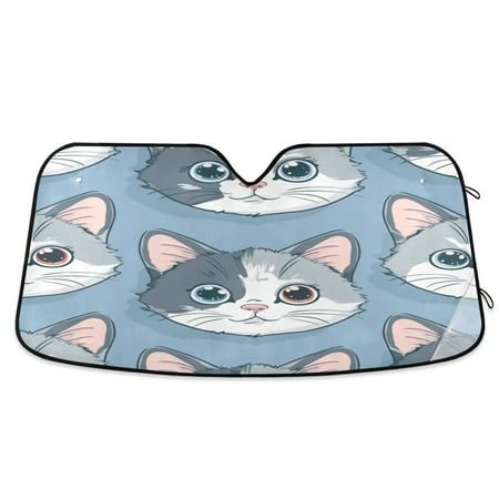 Car Sun Visor 53*23.5Inch Windshield Sun Shield Car Sun Curtain Car Sun Shield Car Sun Insulation Suitable For Most Vehicles Dioptric Cat