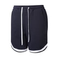 thumbnail image 4 of BVnarty Men's Summer Contrast Color Block Casual Shorts, Stylish Stitching Pockets, Drawstring Elastic Waist Loose Daily Fashion Short Pants Navy XL, 4 of 9