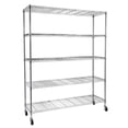 thumbnail image 4 of IVV 5-Tier Wire Shelving Unit on Wheels, Heavy Duty Adjustable Metal Storage Rack with 4" Casters, for Pantry Kitchen Garage (Chrome, 5 Tier, 59.06"L x 17.72"W x 70.87"H), 4 of 6
