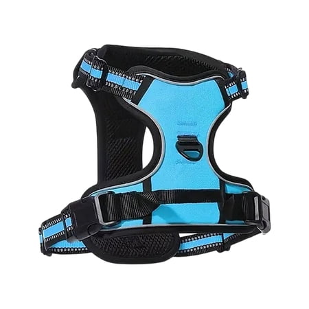 No Pull Dog Harness Heavy Duty Reflective Adjustable Light Blue Pet Vest Harness for Walking Training Outdoor Daily Use 1 Pack