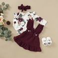 thumbnail image 6 of Douhoow Infant Baby Girl Spring Clothes Long Sleeve Floral Print RomperSuspender Skirts, 6 of 9