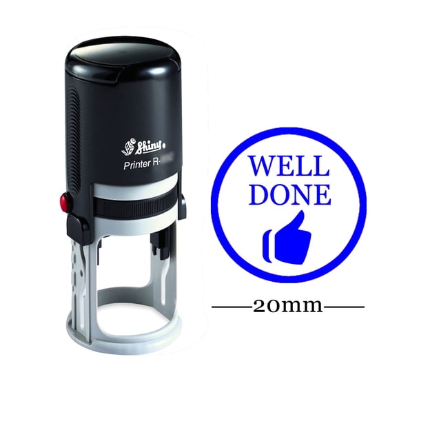 WELL DONE Round Self Inking Rubber Stamp Custom Shiny Personalized Teachers Stamps