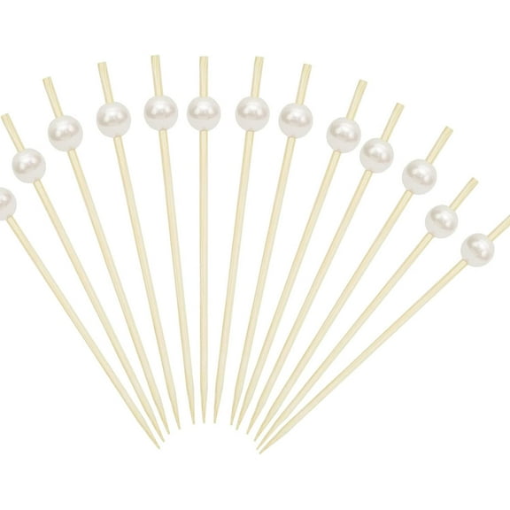 100PCS Fancy Toothpicks for Appetizers, 4.7 inch Pearls Cocktail Picks for Party Decoration, Appetizer Skewers for Charcuterie Sandwich Burgers Fruit