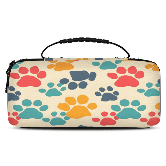Herdesigns Dog Paw Print Pet Carrying Case for Nintendo Switch OLED Model 2021 & Switch 2017 with 20 Game Card Slots, Portable Travel Carry Case for Accessories and Console