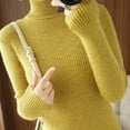 thumbnail image 4 of Olyvenn Womens Ribbed Turtleneck Long Sleeve Pullover Sweaters, Soft Stretch Thermal Lightweight Blouse, Basic Ribbed Tees Yellow 8-10, 4 of 4