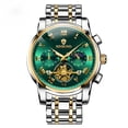 thumbnail image 1 of Reloj de Cuarzo para Hombre de Negocios, Esfera Azul Tono Dorado, Correa de Acero Inoxidable, Reloj de Pulsera Cronógrafo Impermeable con Fecha, 1 of 5