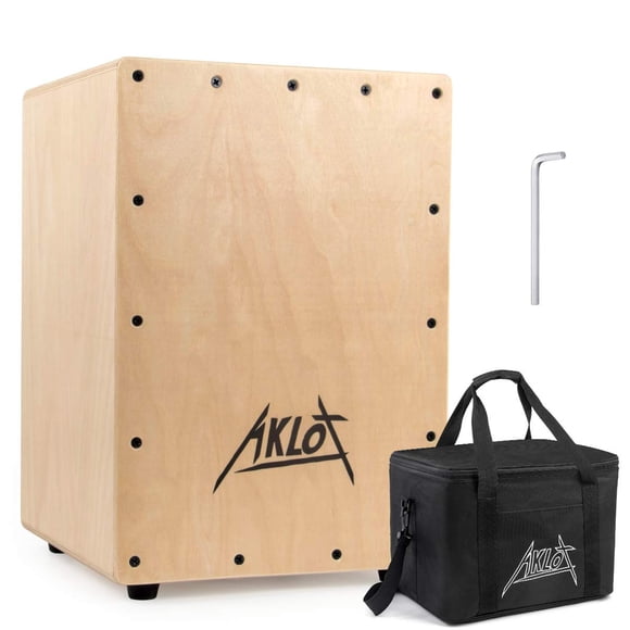 Aklot 10"Cajon Drum Compact Acoustic Jam Cajons Betula Wood Percussion Box, Internal Adjustable Snares,with Gig Bag For Kids Chil
