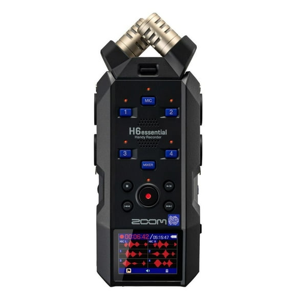 Zoom H6essential with 32-Bit Float, Accessibility, 6-Track Portable Recorder, Stereo Microphones, and 4 XLR and TRS Combo Inputs
