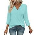 thumbnail image 2 of Texiao 3/4 Length Sleeve Women's Tops V Neck Casual Tunic Tops Basic Shirts Loose Fit Blouse, 2 of 9