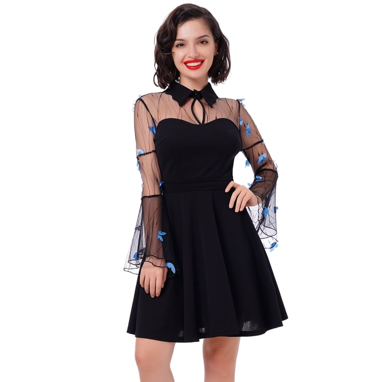 blue dress for baby girl Black 1950s Butterfly Swing Dress main image 1