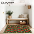 thumbnail image 3 of ODIKA 2'x3' Machine Washable Non-Slip Area Rug, Folk Art Noel Medley with Stylized Wreaths Cardinals and Winter Berries High Traffic Rug, Red, 621818, 3 of 7