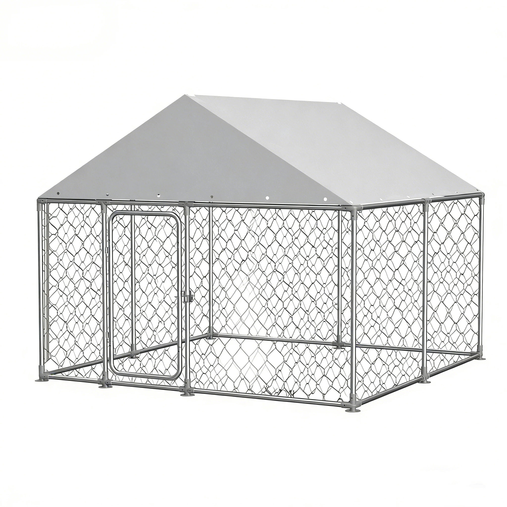 LOUAORIS 90"x 90" Outdoor Dog Enclosure Heavy Duty Dog Kennel House Mesh Dog Big Cage Pet Kennel Steel Fence with Secure Lock
