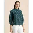 thumbnail image 2 of Moomaya Womens Printed Top, Mandarin Collar, Cotton Shirt Top, 2 of 9
